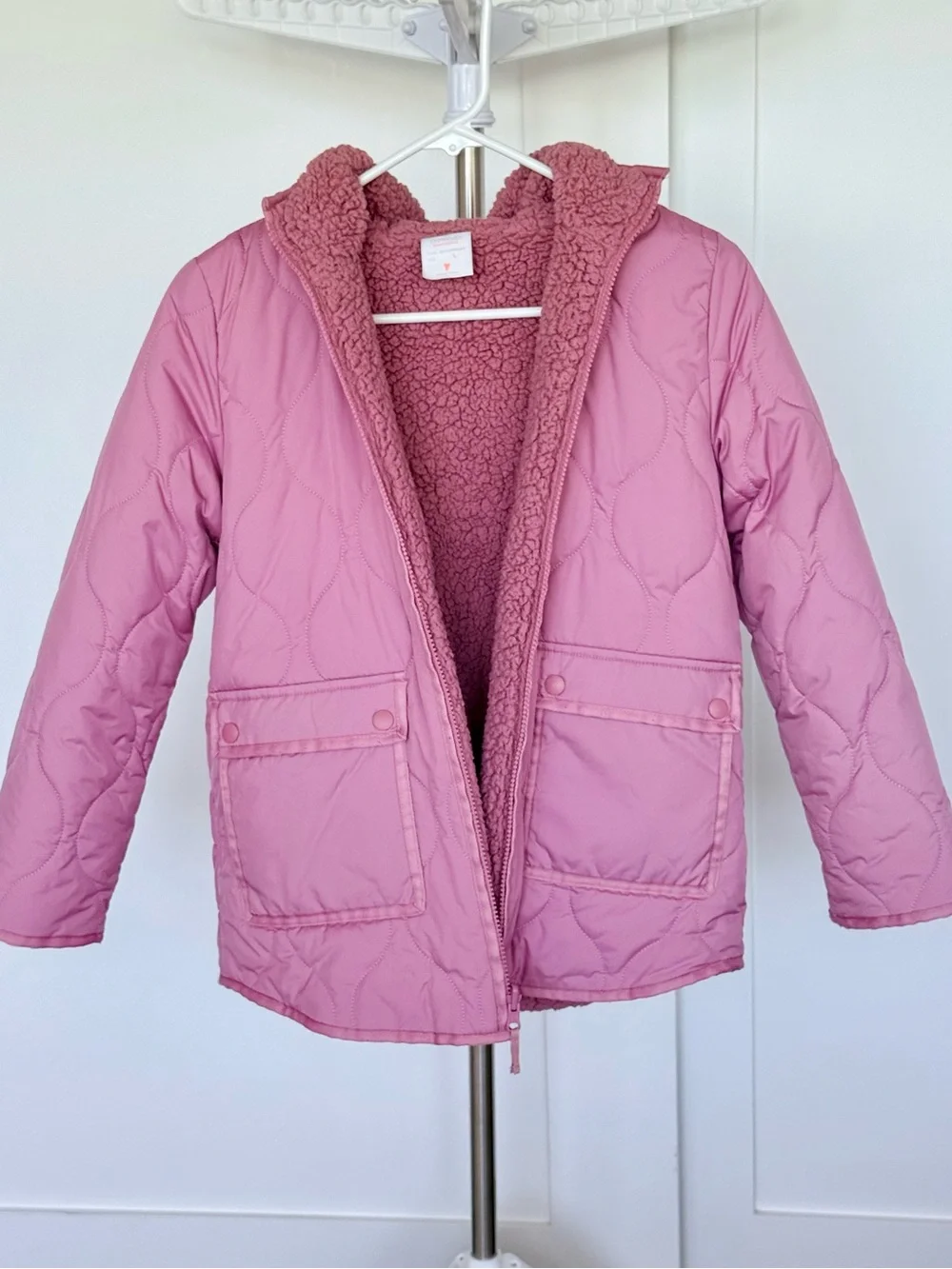 J. Crew Girl Quilted Hooded Puffer Jacket in Dusty Rose